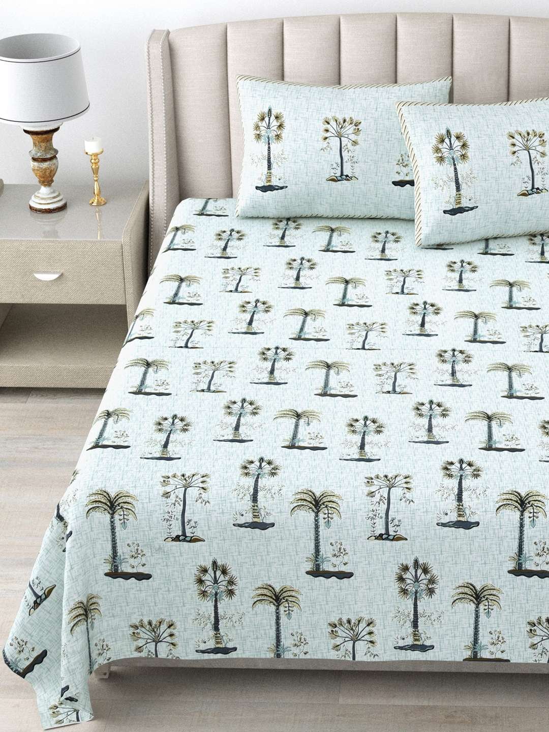 100% Pure Cotton Traditional Printed Bedsheet for Double Bed King Size Bedsheet with 2 Pillow Covers
