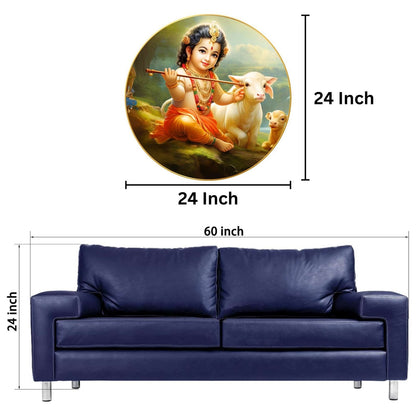 Wall Painting for Wall Decoration with Frame Sparkle Glossy Round Golden Framed Large Painting Office, Living Room, Bedroom, Home Decoration