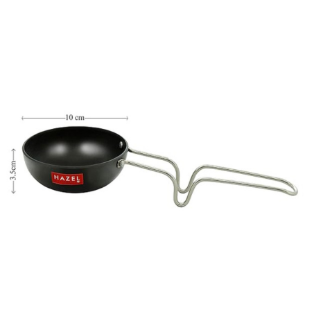Hazel 2.3 mm Hard Anodised Tadka Pan Aluminium Anodized Vaghariya Pan 185 ml 10 cm Black