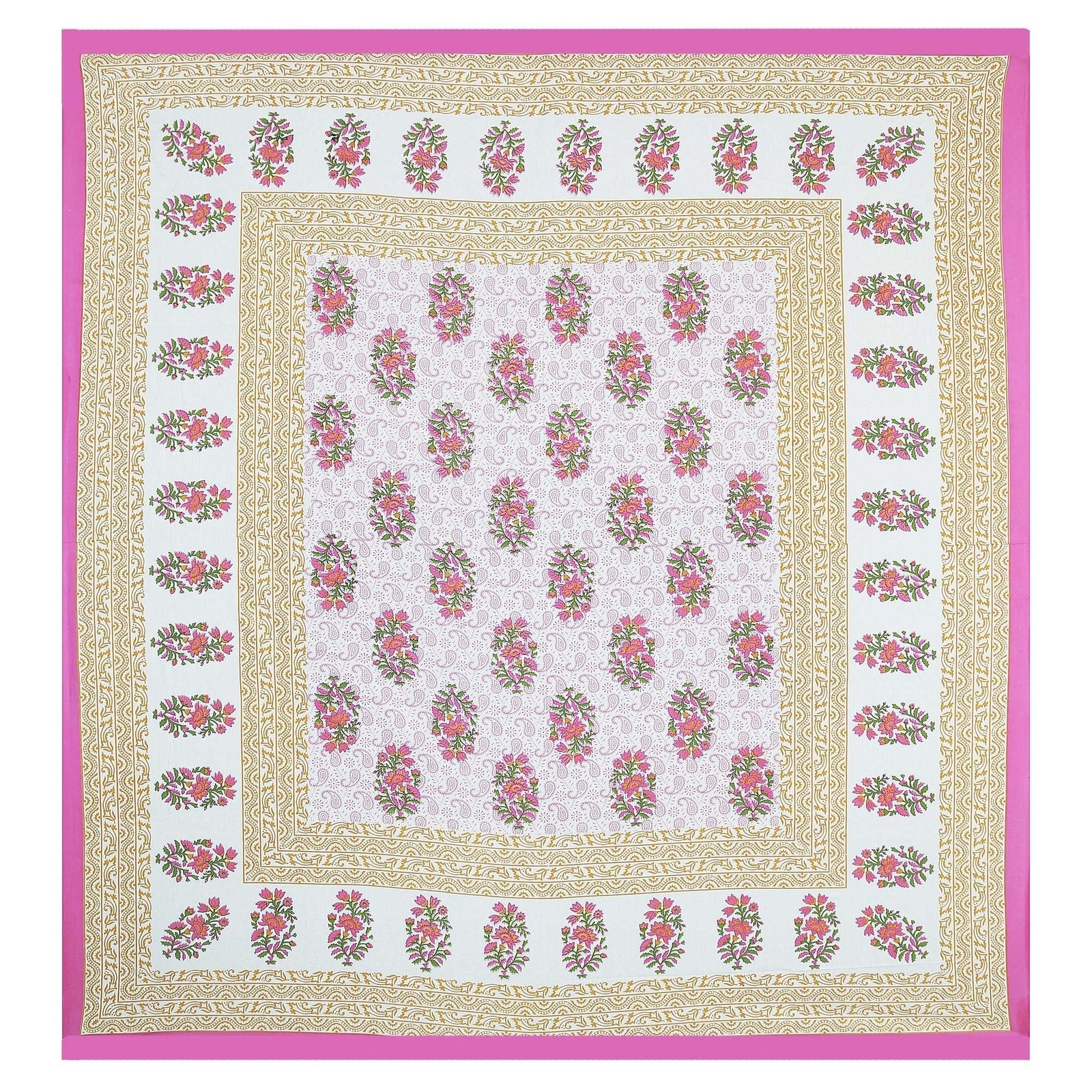 100% Pure Cotton Traditional Printed Bedsheet for Double Bed King Size Bedsheet with 2 Pillow Covers