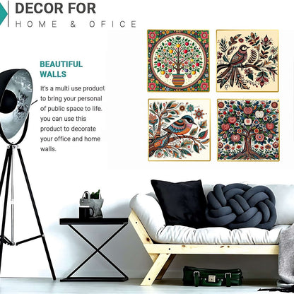 Set of Four Wall Paintings for Wall Dacoration Golden Framed Wall Paintings for Living Room & Bedroom Wall Art for Home Decoration & Office Wall Décor (13×10 inch CH-GD4-7)