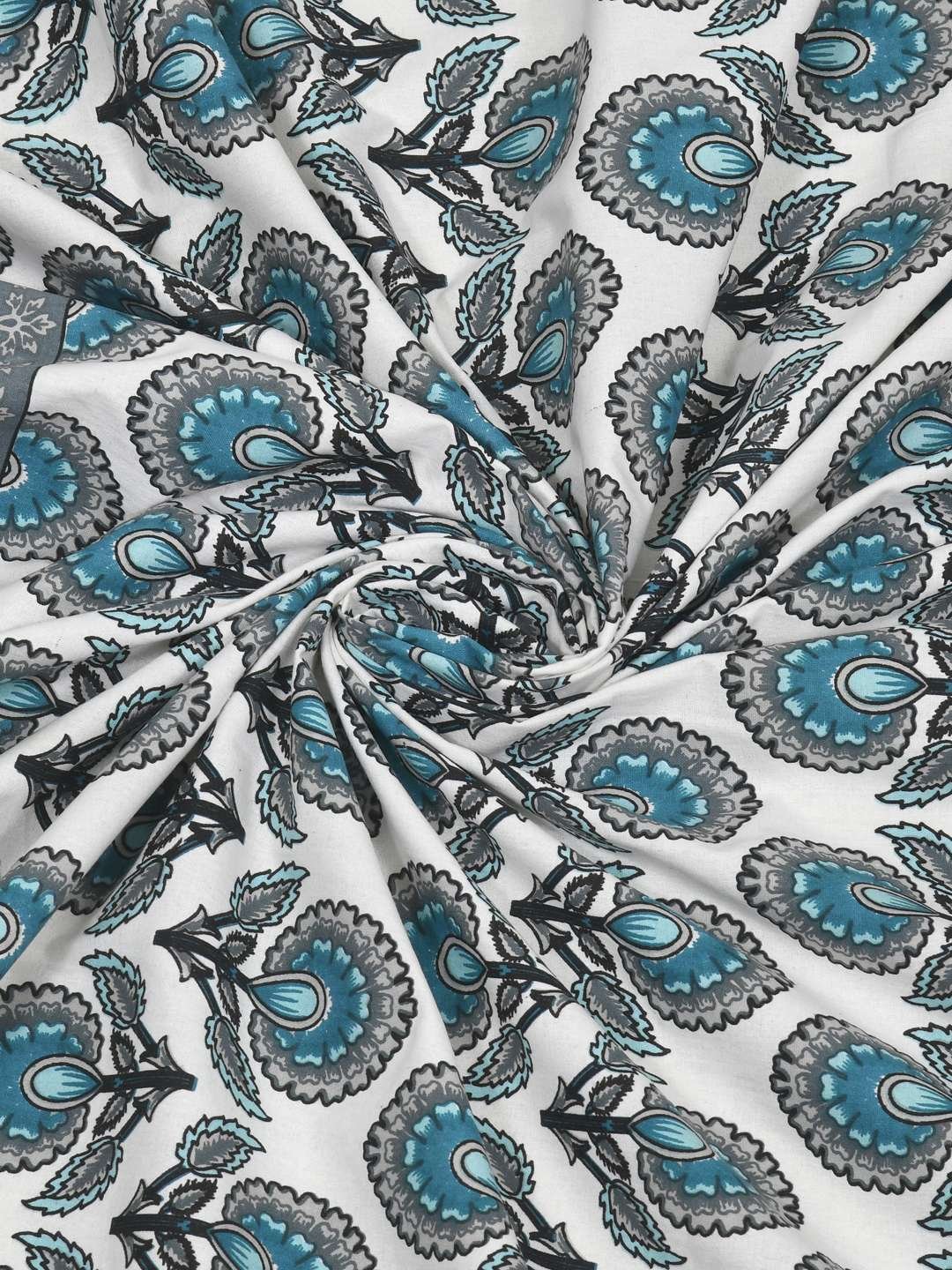 100% Pure Cotton Traditional Printed Bedsheet for Double Bed King Size Bedsheet with 2 Pillow Covers