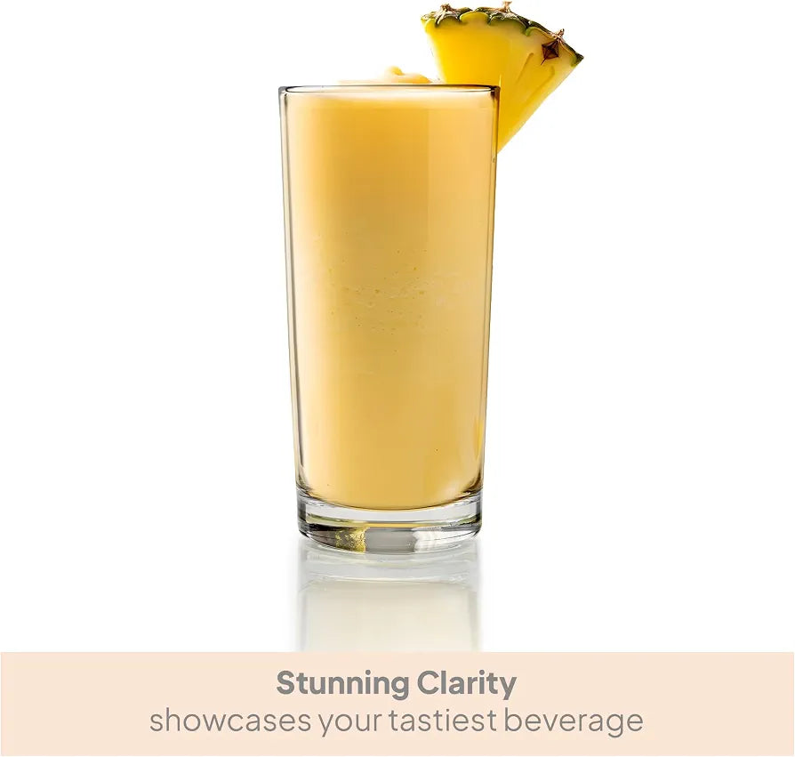 CELLO Liberty Hi-Ball Glass Set of 6 Pcs 250ml, Transparent | Freezer & Fridge Safe, Leadfree Dishwasher Safe Toughened Crystal Clear Glasses Set for Drinking Water Juice Milk Cocktail Mocktail Soda
