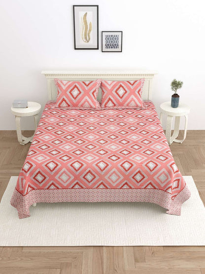 100% Pure Cotton Traditional Printed Bedsheet for Double Bed King Size Bedsheet with 2 Pillow Covers