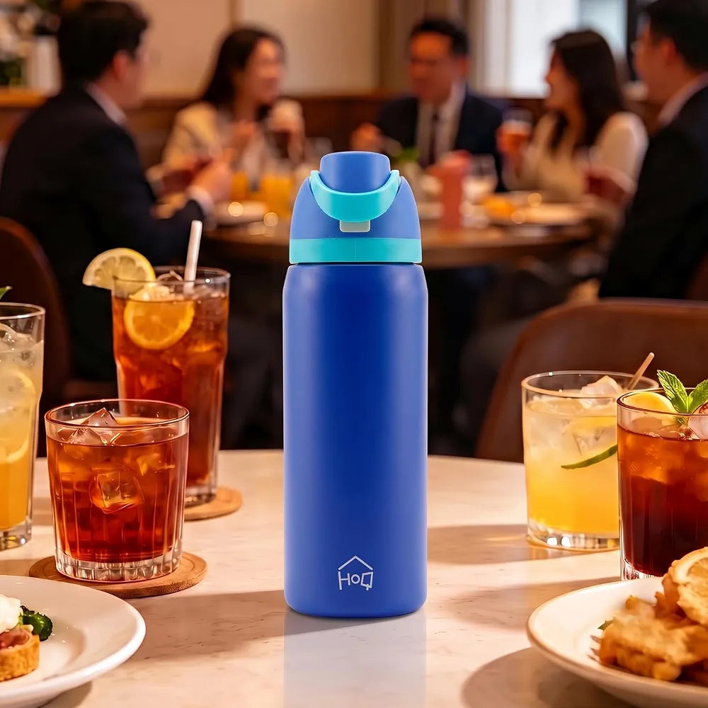 House of Quirk Sippease Stainless Steel Water Bottle with Straw for Sports and Travel BPA-Free 950ML 