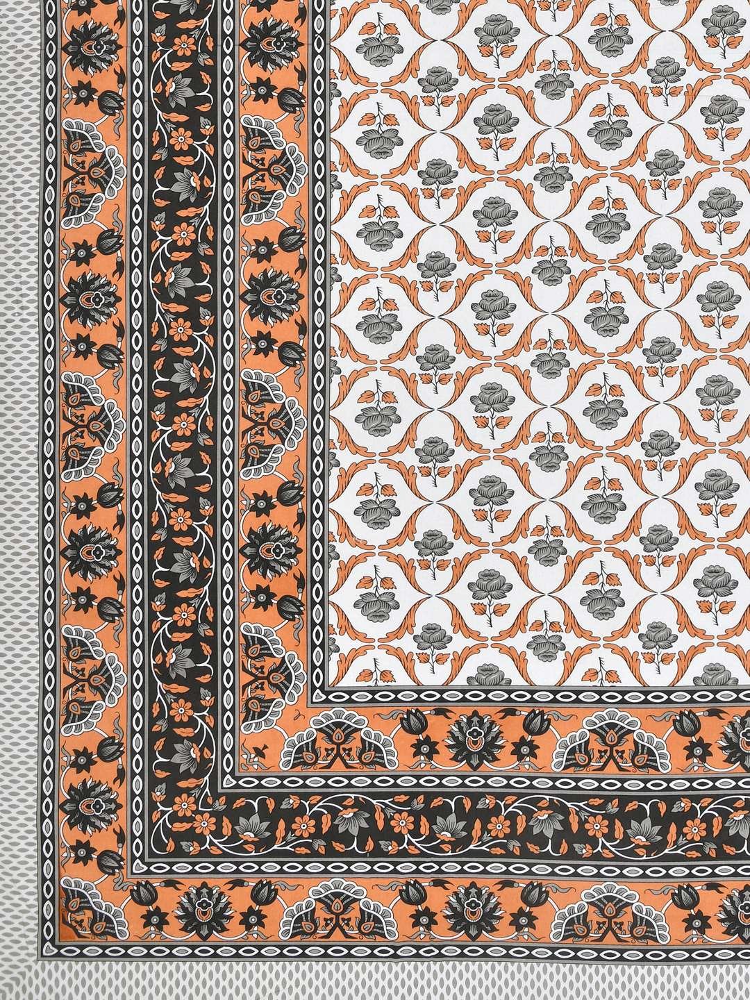 100% Pure Cotton Traditional Printed Bedsheet for Double Bed King Size Bedsheet with 2 Pillow Covers