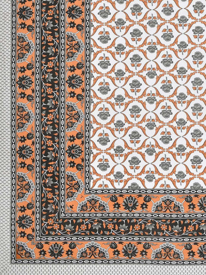 100% Pure Cotton Traditional Printed Bedsheet for Double Bed King Size Bedsheet with 2 Pillow Covers
