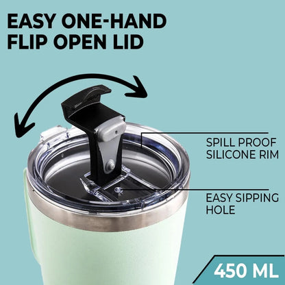 The Better Home 450ml Insulated Coffee Cup Tumbler with Lid | Green