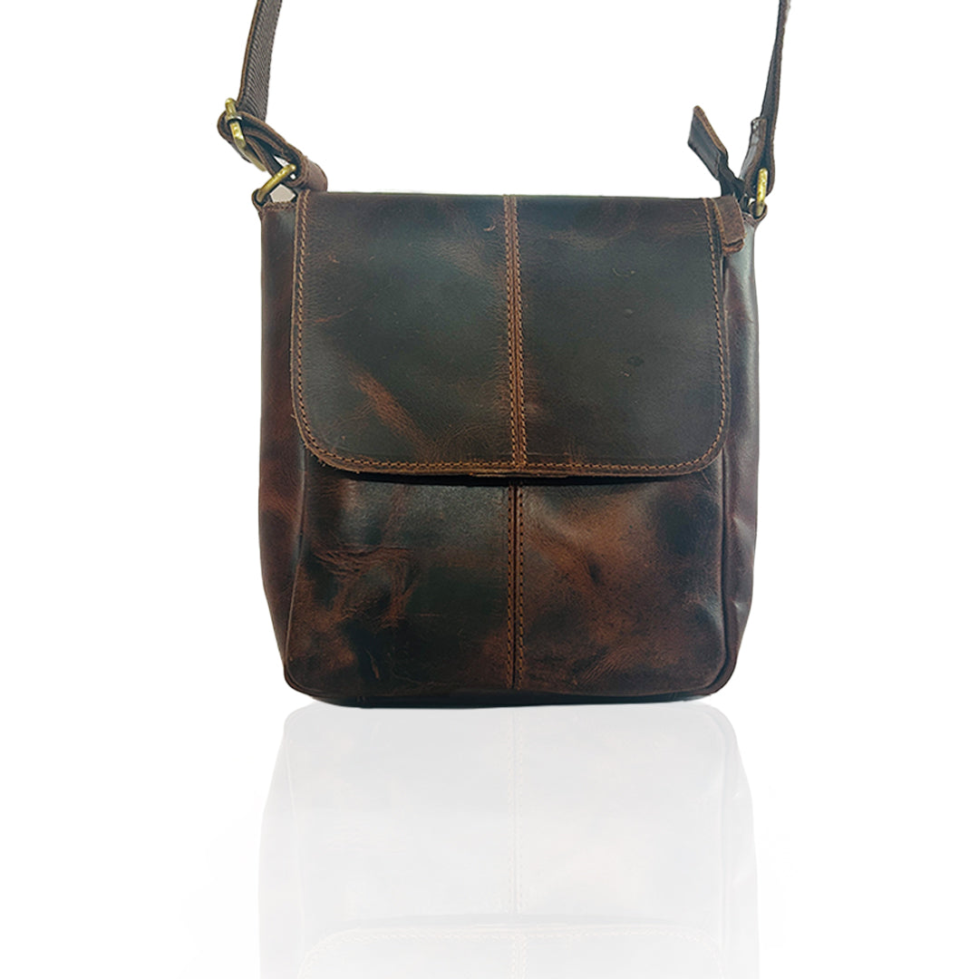Craftshades -9 inches Brown Colour Buffalo Leather Sling Bag | 100% Genuine Leather