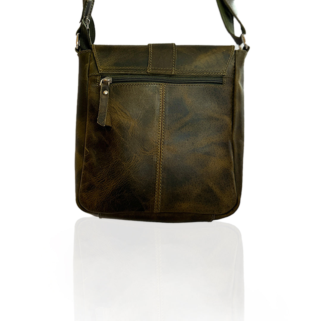 Craftshades -9 inches Green Colour Buffalo Leather Sling Bag | 100% Genuine Leather