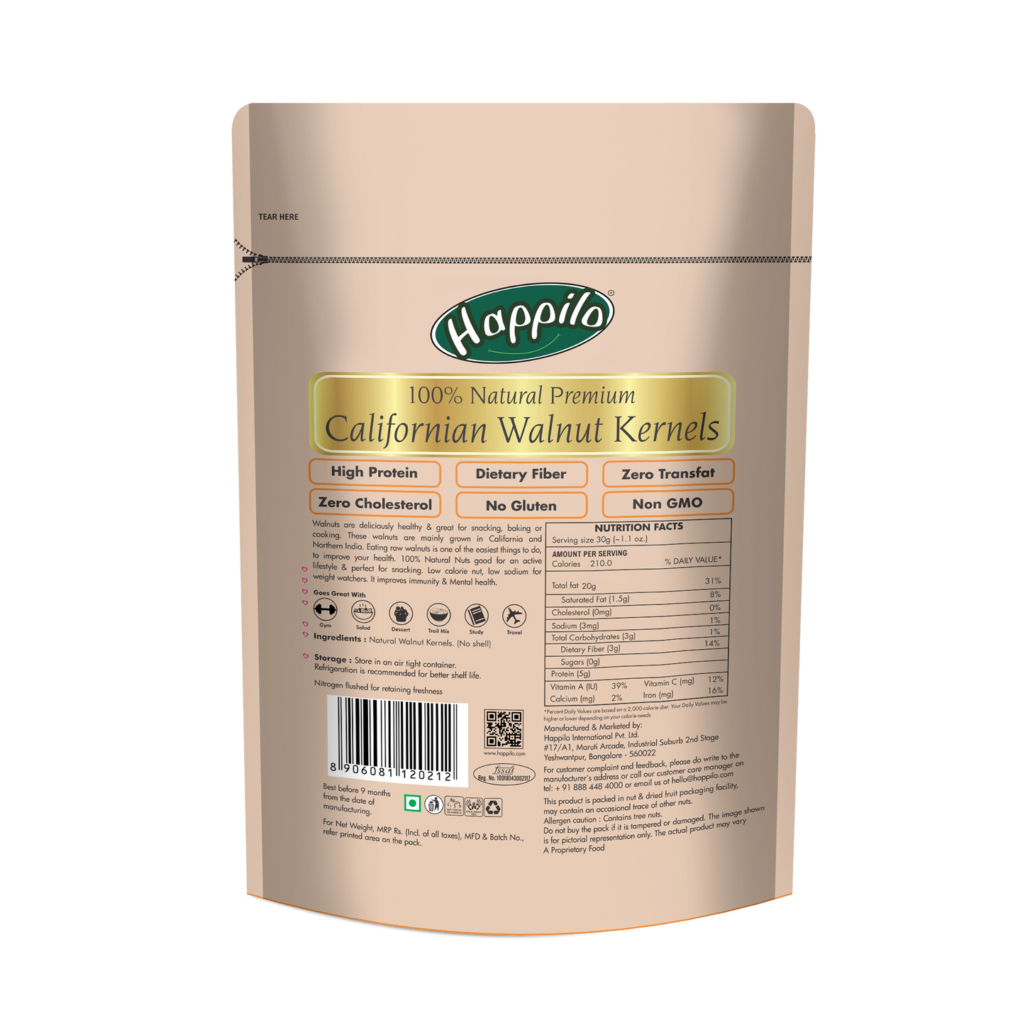 Happilo 100% Natural Californian Walnut Kernels