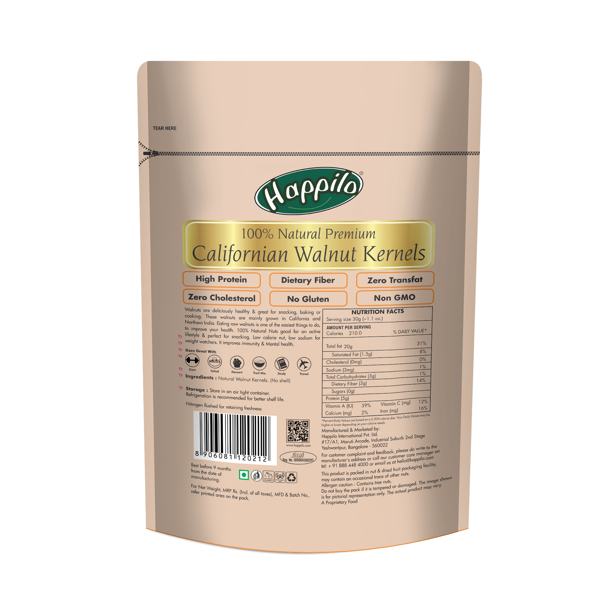 Happilo 100% Natural Californian Walnut Kernels