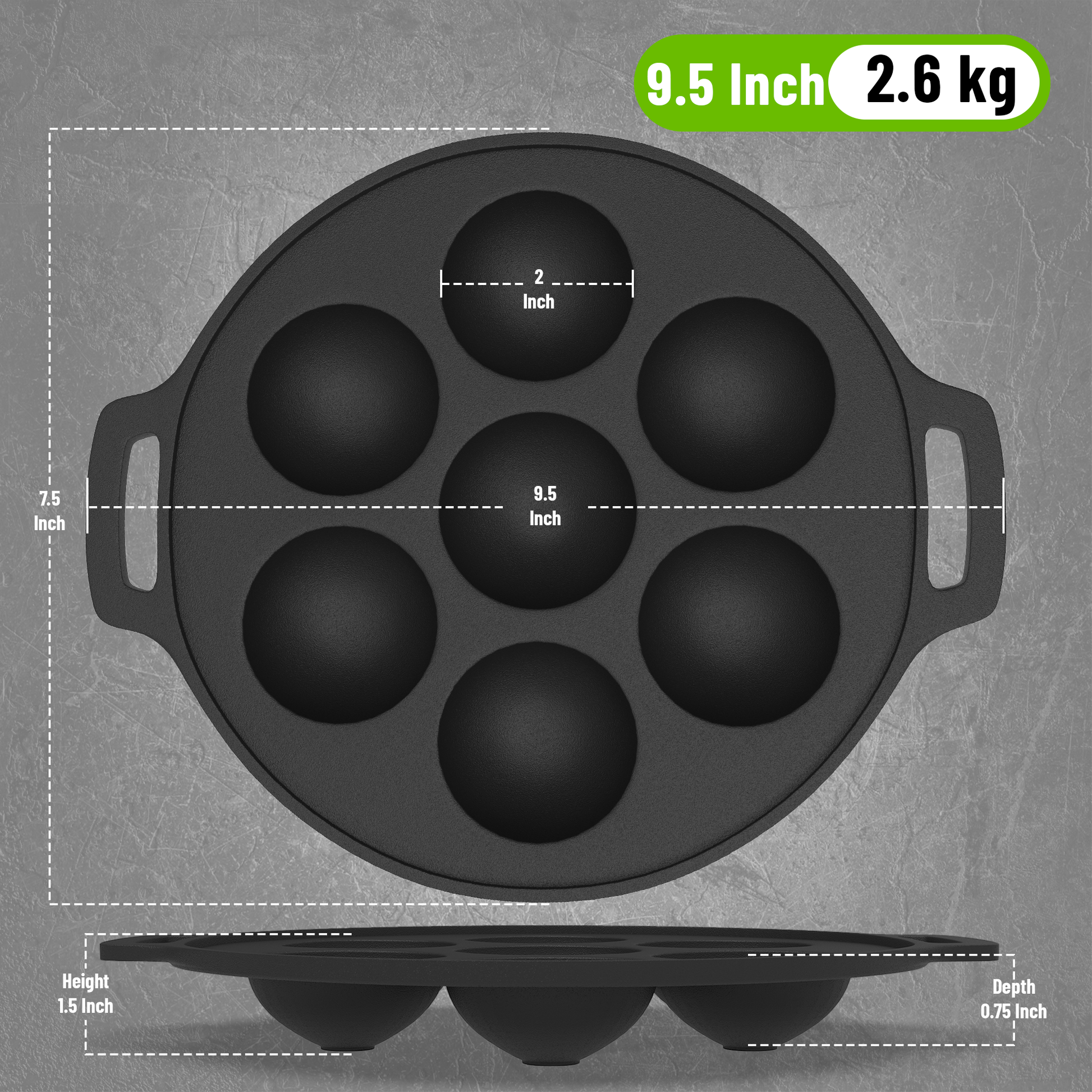 Esspy 7 Pit Pre-Seasoned Cast Iron Paniyaram Pan With Silicon Handle | Non-stick | Induction Friendly | Appe/Paddu Pan | 100% Pure & Toxin-Free | Gunta Ponganalu/Paddu | Cast Iron Cookware