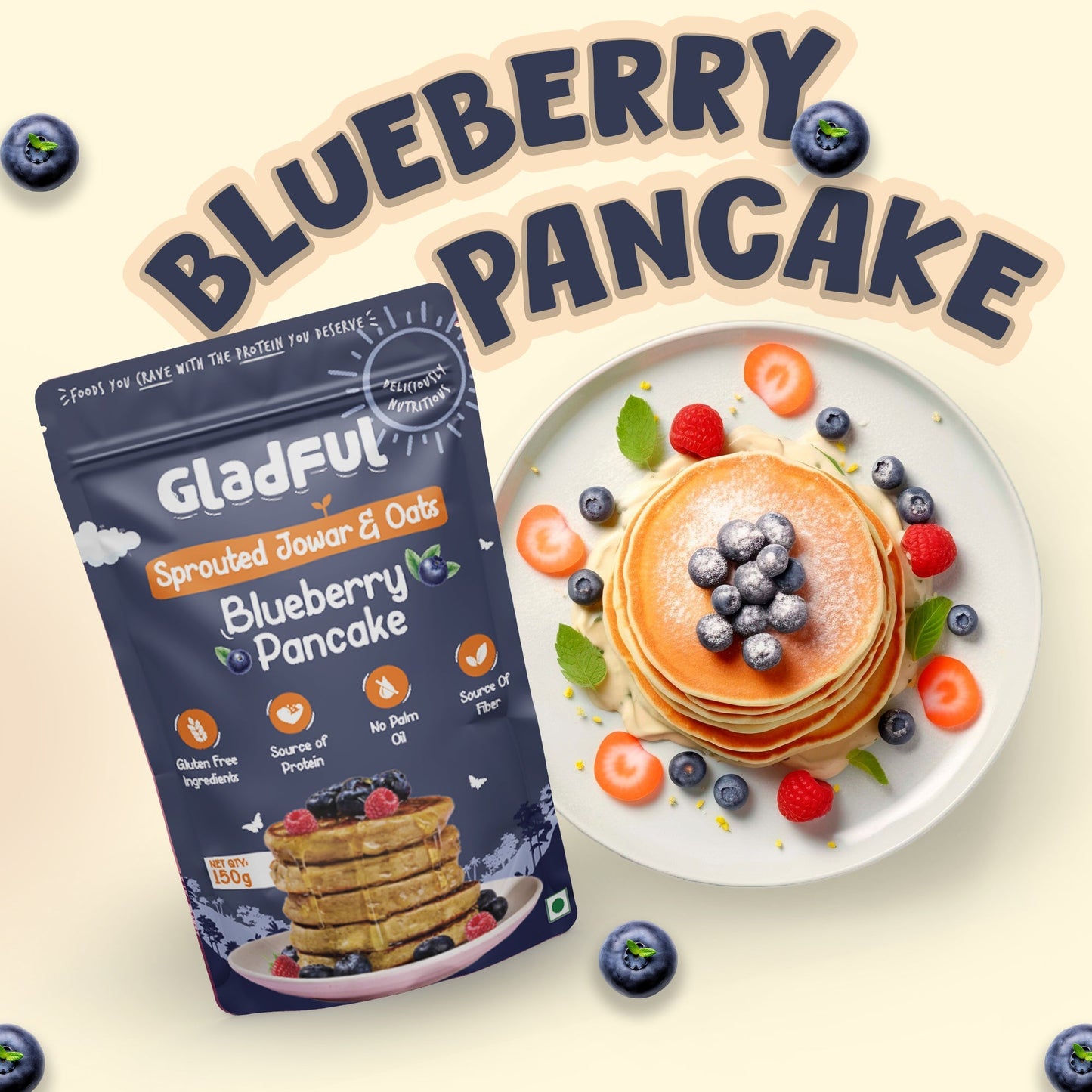 Jowar and Oats Blueberry Pancake