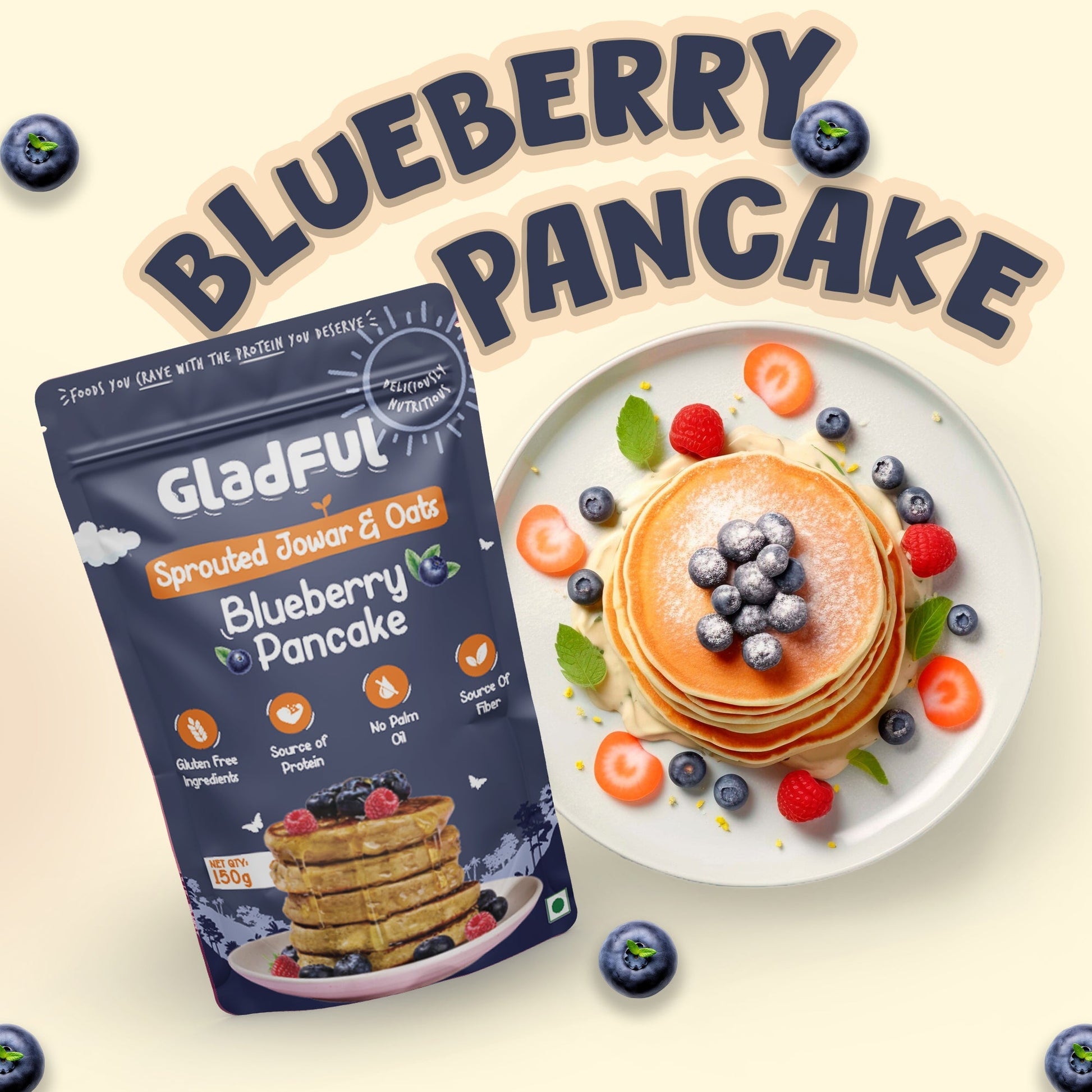 Jowar and Oats Blueberry Pancake