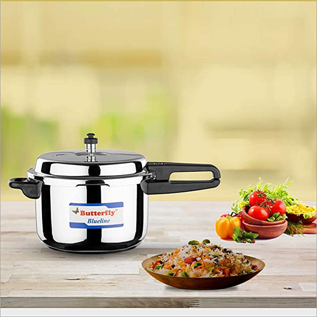 Butterfly BL-5L Blue Line Stainless Steel Outer Lid Pressure Cooker 5-Liter