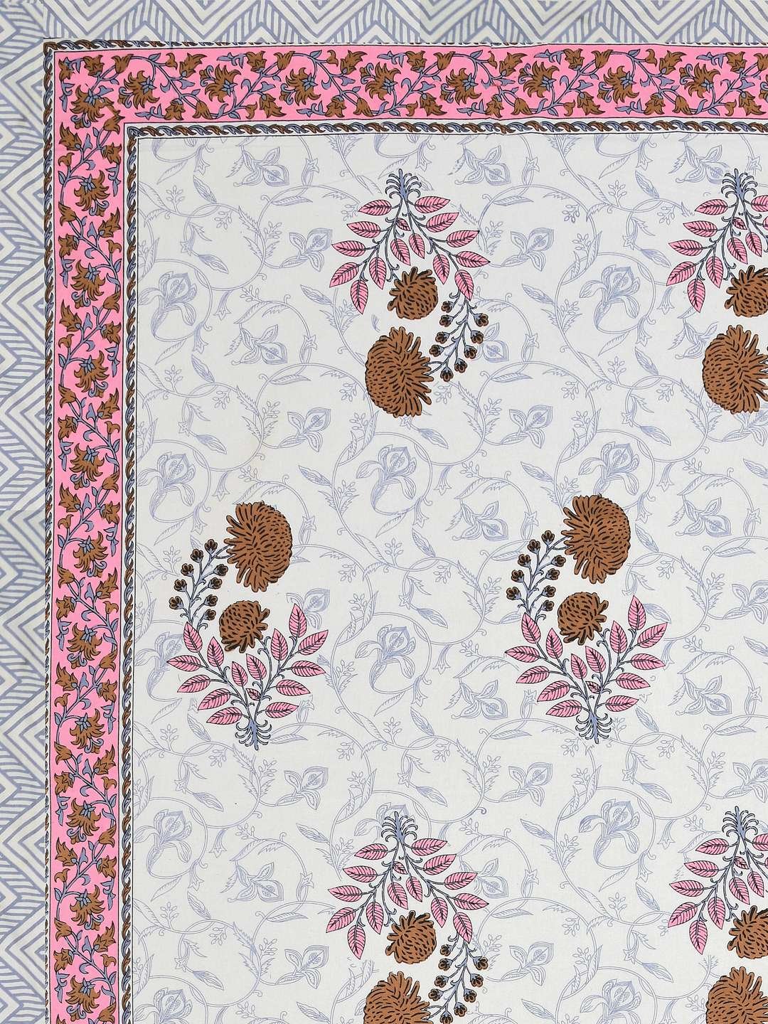 100% Pure Cotton Traditional Printed Bedsheet for Double Bed King Size Bedsheet with 2 Pillow Covers