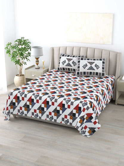 100% Pure Cotton Traditional Printed Bedsheet for Double Bed King Size Bedsheet with 2 Pillow Covers