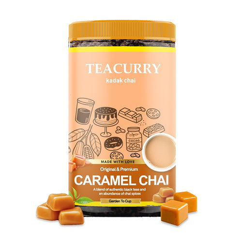 Caramel Chai - 100% Natural Caramel Flavoured Chai Tea for Digestion and Energy, Refreshing & Tasteful