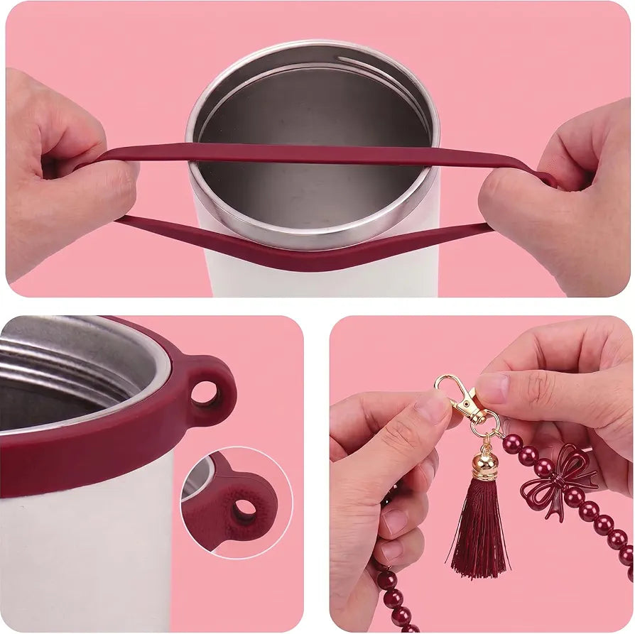 House of Quirk 6 Accessories Set Silicone Straw Cover, Cup Boot, Handle Chain, Handle Strap, Sticker 40oz & 30oz Tumbler 