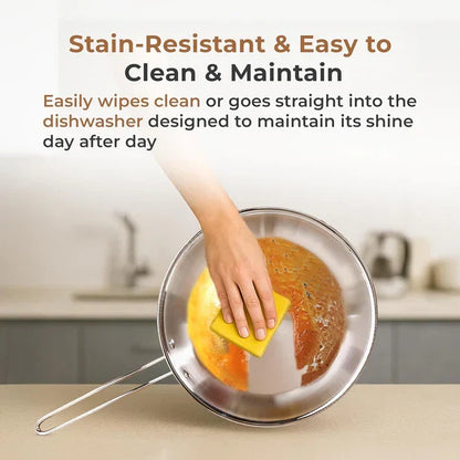 Esspy Tri-ply Stainless Steel Frying Pan With S.s Lid | Omelets Pan Non Stick | Gas & Induction Compatible | Riveted Handle | Food Safe & PFOA Free | Scratch Resistant