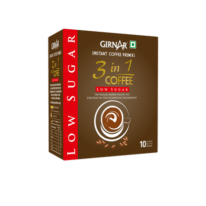 Girnar Instant Coffee 3 In 1 (10 Sachets - Low Sugar)