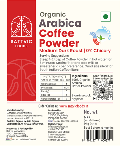 Arabica Organic Coffee Powder | Medium Dark Roast