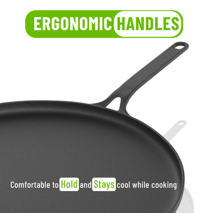 Esspy 28cm/11inch Pre-Seasoned Cast Iron Dosa Tawa | Roti/Chapati Tawa | Iron Tawa Big Size | Cast Iron Cookware | Gas and Induction Compatible | Toxin Free