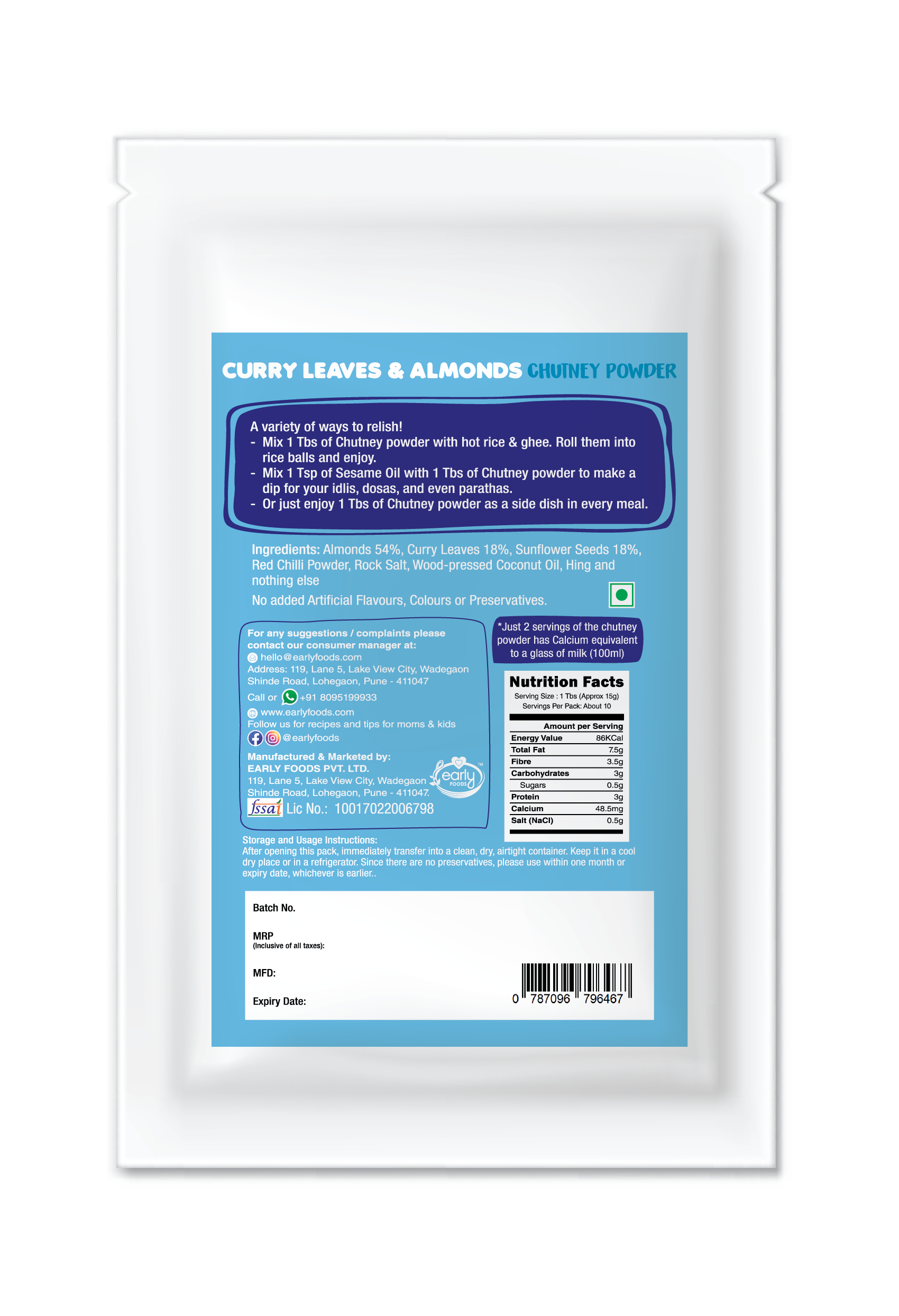 Curry Leaves & Almonds Chutney Powder
