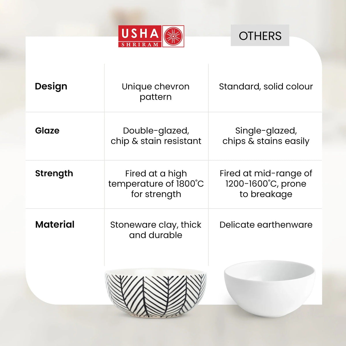 USHA SHRIRAM Ceramic Bowl for Snack Dinner 2pcs Ramen Soup Bowl Microwave Safe Variant 2