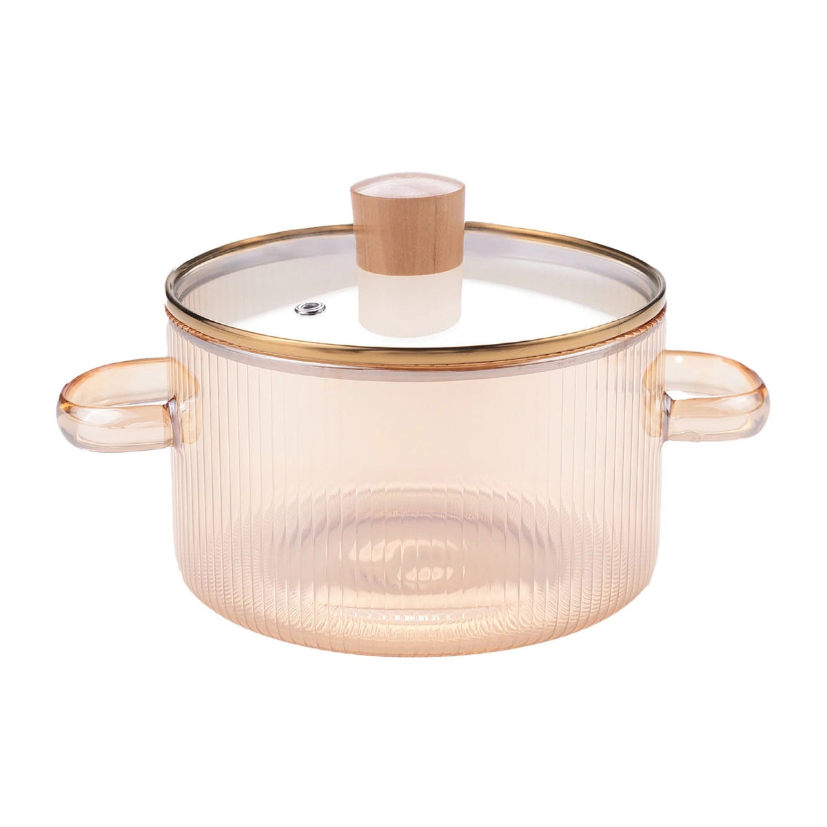 UMAI Borosilicate Glass Saucepan 1.45L Ribbed Amber with Lid Gas Stove Microwave Safe