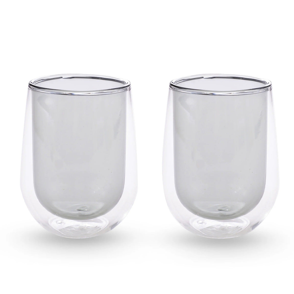 UMAI Pack of 2: Double Wall Borosilicate Glass Coffee Mugs | 190ml | Grey
