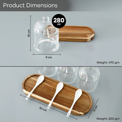 Set of 3 UMAI Borosilicate Glass Kitchen Storage Jars | 280ml Each | Airtight | Transparent