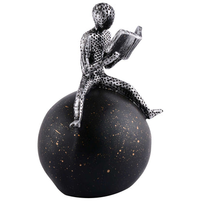 Men Sitting on Ball Showpiece for Home Decor Showpiece, Atlas Sculpture for Office Table Décor multicolour