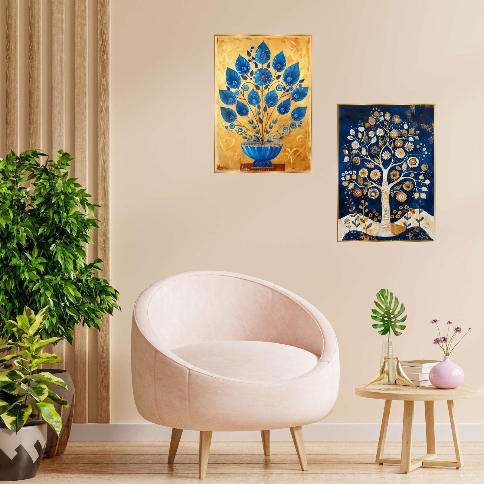 Set of Two Wall Paintings for Wall Dacoration Golden Framed Wall Paintings for Living Room & Bedroom Wall Art for Home Decoration & Office Wall Décor (14×11 inch CH-GD2-10)