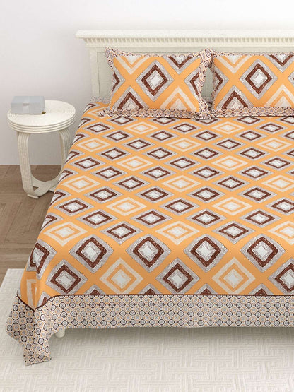 100% Pure Cotton Traditional Printed Bedsheet for Double Bed King Size Bedsheet with 2 Pillow Covers
