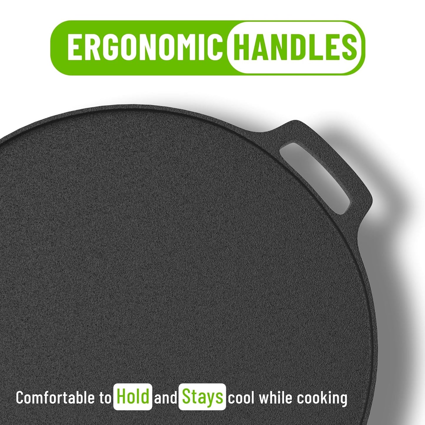Esspy 12 inch/30 cm Cast Iron Tawa for Dosa, Tawa for Dosa, Uthappam, Roti, Chapati, Naan, Gas-Induction Friendly, Dosa Tawa, Cast Iron Cookware