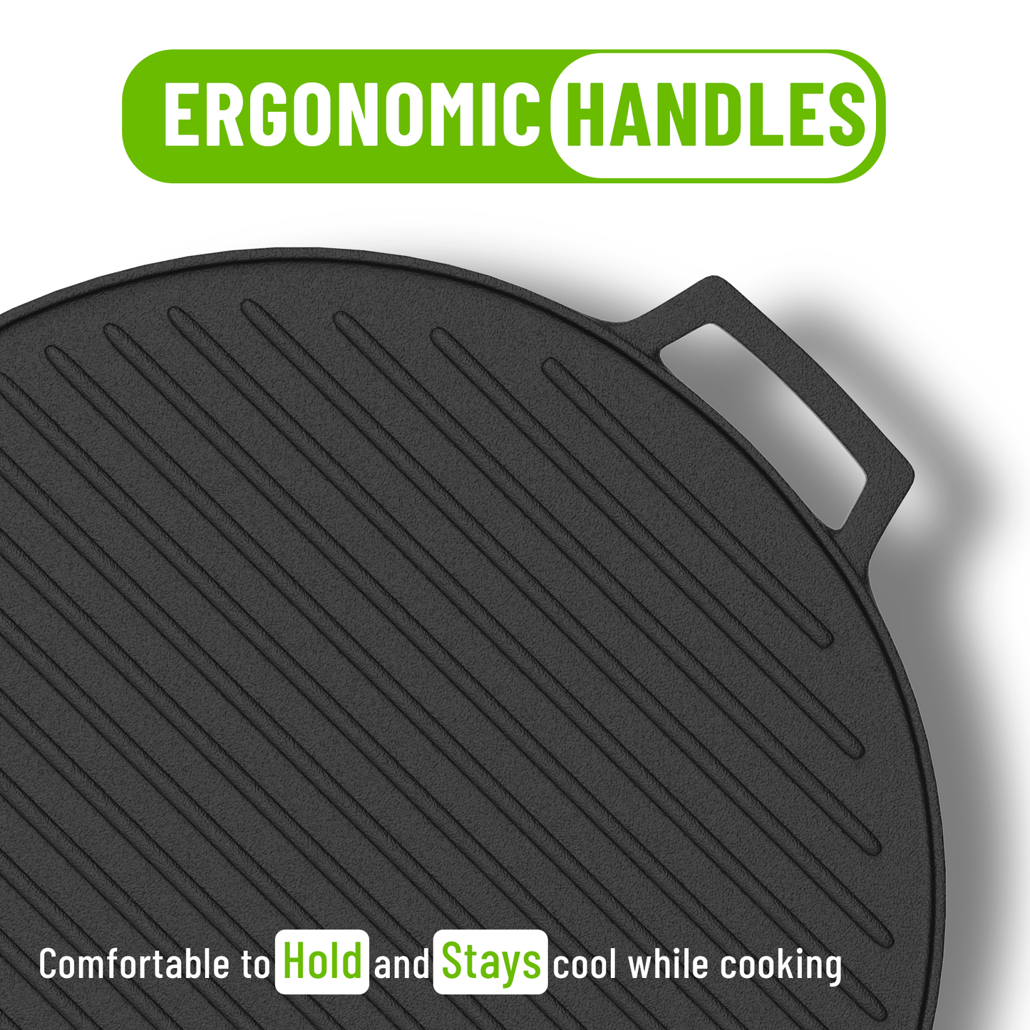 Esspy Pre-Seasoned Cast Iron 2 in 1 Grill and Griddle Pan & Dosa Tawa With Silicon Handle | Iron Cookware for Kitchen | Roti Tawa | Cast Iron Grill Pan | Iron Tava Big Size