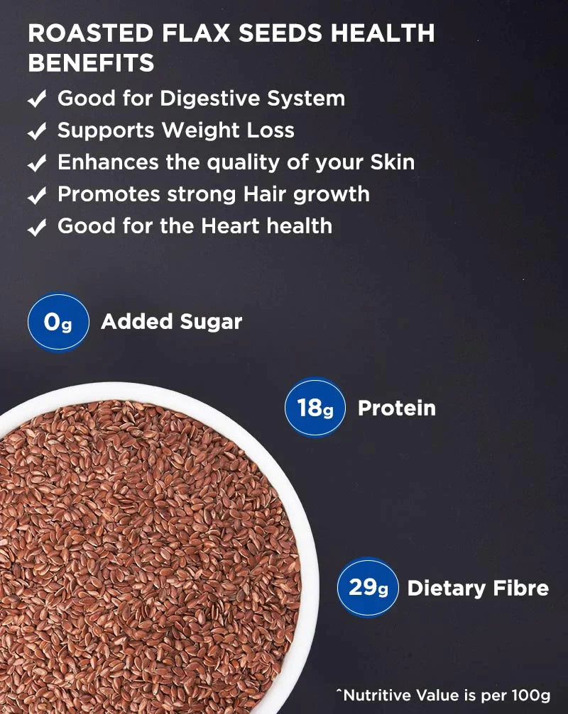 Roasted Flax Seeds 500g - Improves Gut Health