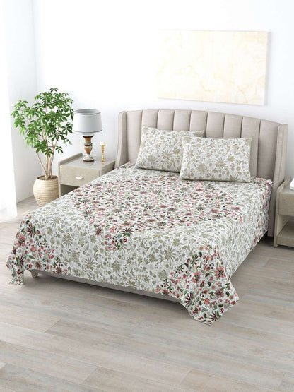 100% Pure Cotton Traditional Printed Bedsheet for Double Bed King Size Bedsheet with 2 Pillow Covers