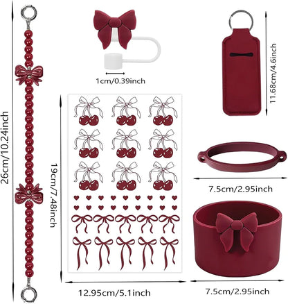 House of Quirk 6 Accessories Set Silicone Straw Cover, Cup Boot, Handle Chain, Handle Strap, Sticker 40oz & 30oz Tumbler 