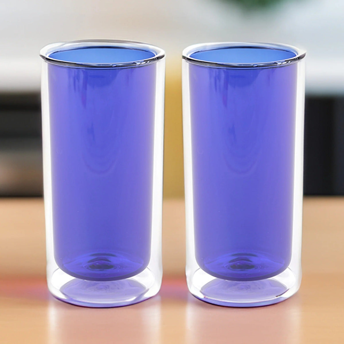 UMAI Pack of 2: Double Wall Borosilicate Glass Coffee Mugs | 250ml | Blue