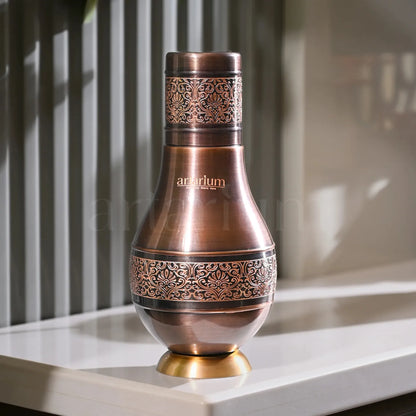 Artarium Antique Etching Pear Copper Water Jar - 870 ML