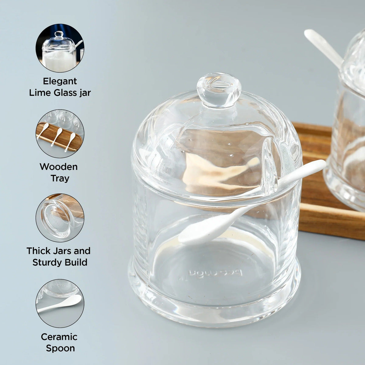 Set of 3 UMAI Borosilicate Glass Kitchen Storage Jars | 280ml Each | Airtight | Transparent