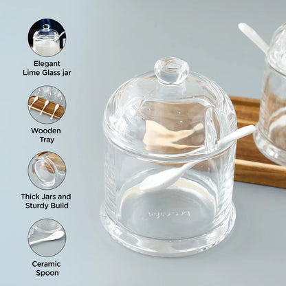 Set of 3 UMAI Borosilicate Glass Kitchen Storage Jars | 280ml Each | Airtight | Transparent