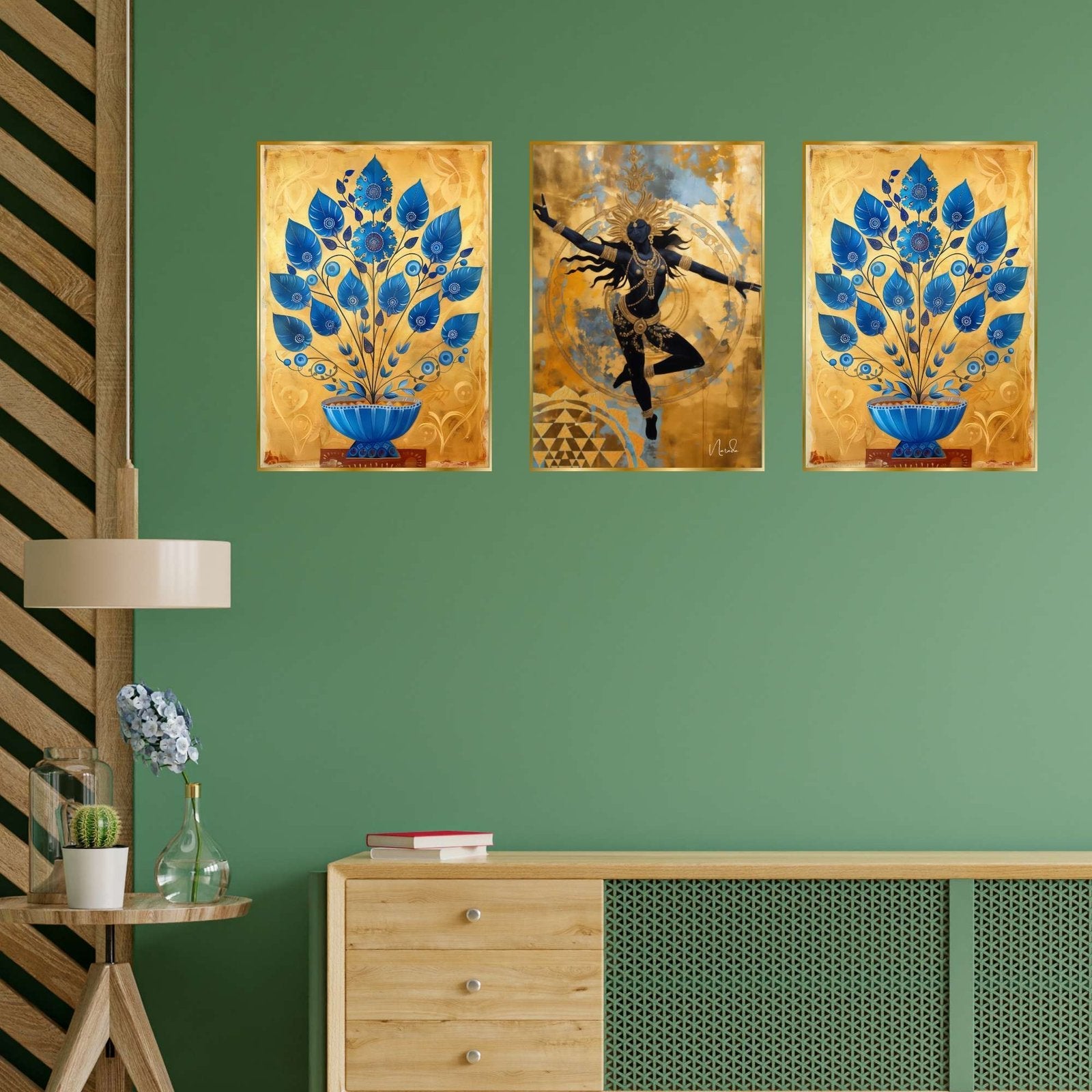 Set of Three Wall Paintings for Wall Dacoration Golden Framed Wall Paintings for Living Room & Bedroom Wall Art for Home Decoration & Office Wall Décor (18×12 inch CH-GD3-10)