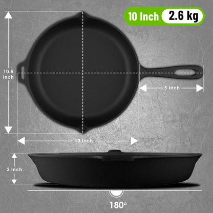 Esspy 10 inch Cast Iron Frying Pan/Skillet With Silicon Handle Cover | Pre-Seasoned, Induction Friendly | Non-Stick Pan | 100% Pure Cast Iron, Toxin-Free & Chemical-Free | Black