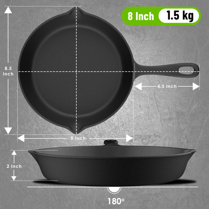 Esspy 8 inch Cast Iron Frying Pan/Skillet With Silicon Handle Cover | Pre-Seasoned, Induction Friendly | Non-Stick Pan | 100% Pure Cast Iron, Toxin-Free & Chemical-Free | Black
