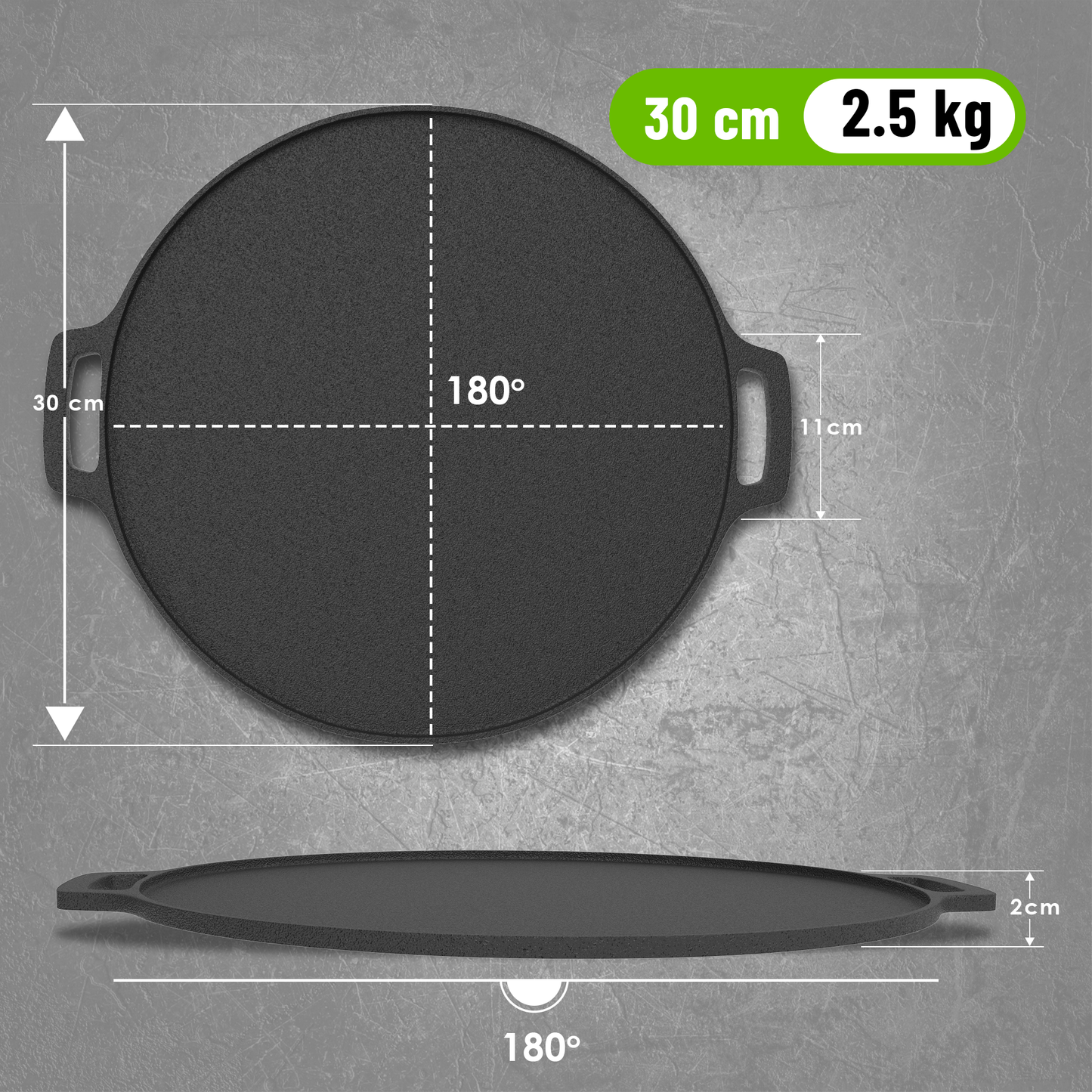 Esspy 12inch/30cm Pre-Seasoned Cast Iron Tawa for Roti and Dosa | Dosa Tawa with Silicon Handle | Dosa Pan | Iron Tawa Big Size | Non-Stick | Gas and Induction Compatible