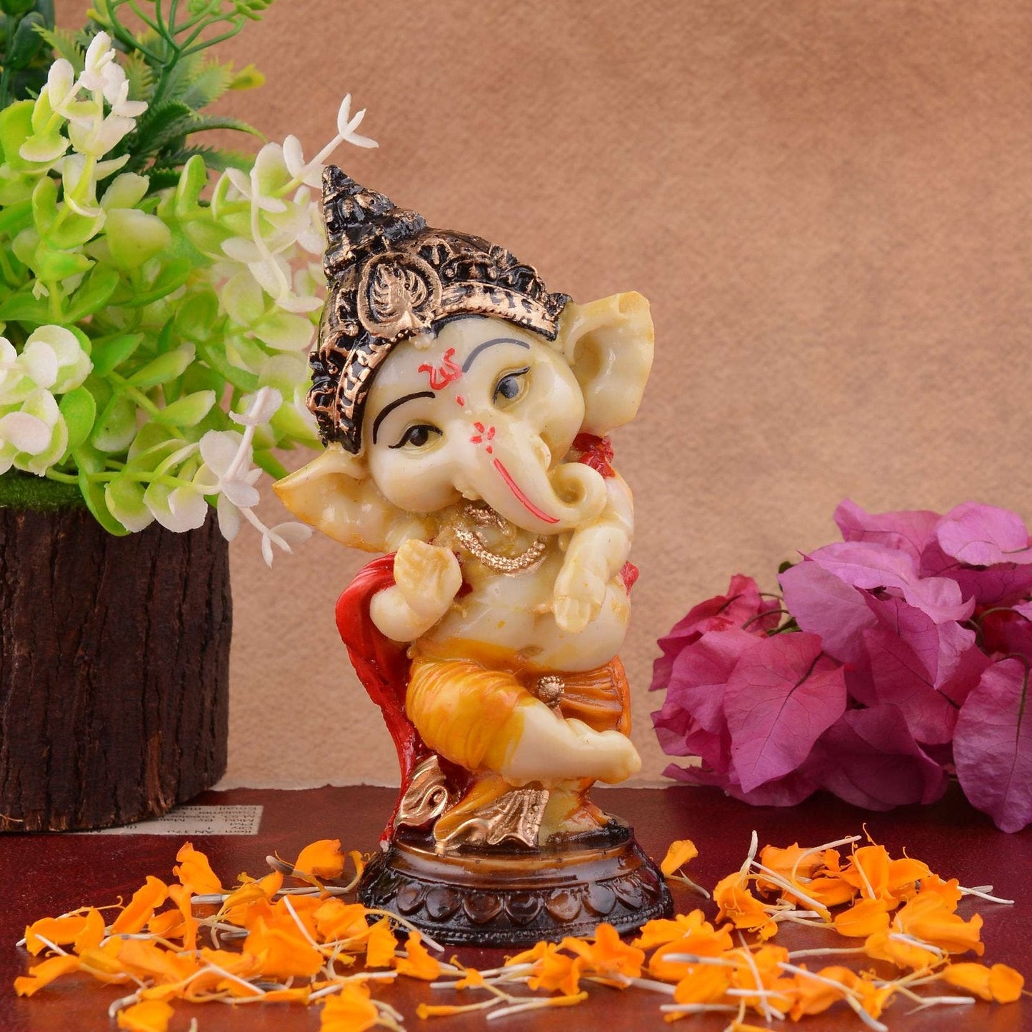 Ganesha Statue Idol Shriganesh Bhagwan Murti / Home, Office Decor / Car Dashboard / Side Table Brass Ganpati / Lord Vinayaka Statue / God of Luck & Success Sculpture / Gift Items